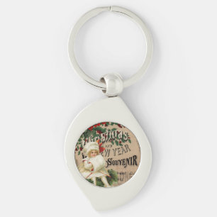 Vintage Christmas New Year Ephemera Key Ring