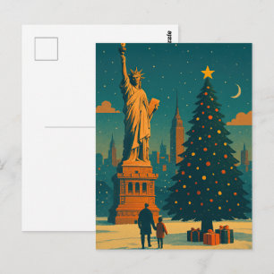 Vintage Christmas New York  – Statue of Liberty Postcard