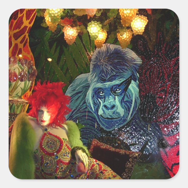 Vintage Christmas New York Window Display Square Sticker (Front)