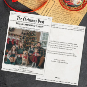 Vintage Christmas Newspaper Family Photo Greeting Holiday Card