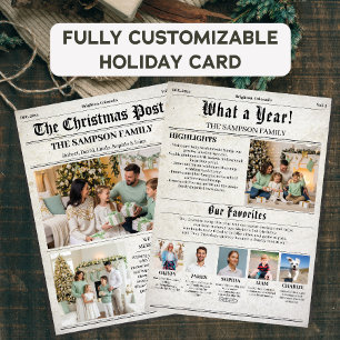 Vintage Christmas Newspaper Photo Newsletter Holiday Card