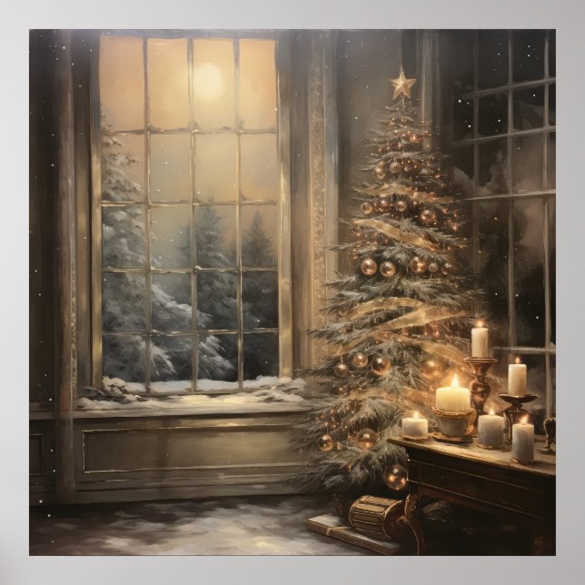 Vintage Christmas Night Poster (Front)