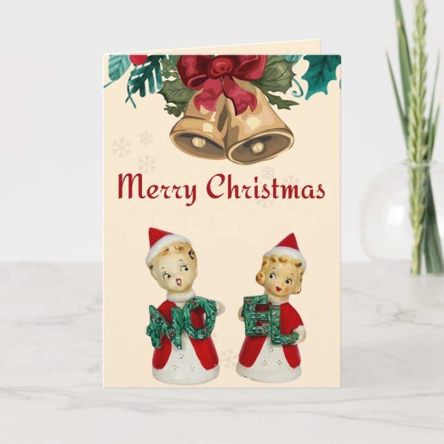 Vintage Christmas Noel Angel Greeting Holiday Card (Front)