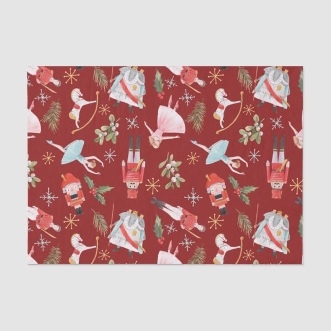 Vintage Christmas Nutcracker Fairy Tale Red Tissue Paper (Front)