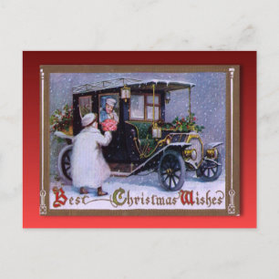 Vintage Christmas, Offereing of flowers Holiday Postcard