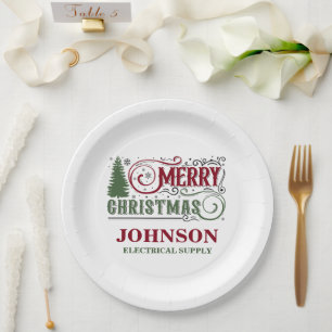 Vintage Christmas Office Party Paper Plate