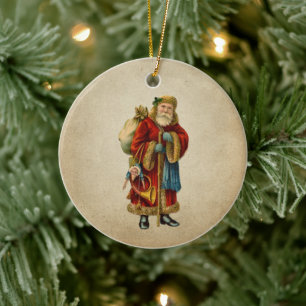 Vintage Christmas Old World Santa Claus Ceramic Tree Decoration