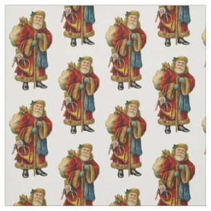 Vintage Christmas Old World Santa Claus Pattern Fabric