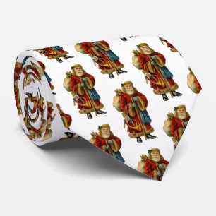 Vintage Christmas Old World Santa Claus Pattern Tie
