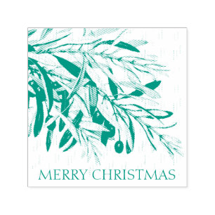 VINTAGE CHRISTMAS OLIVE BRANCH RUBBER STAMP