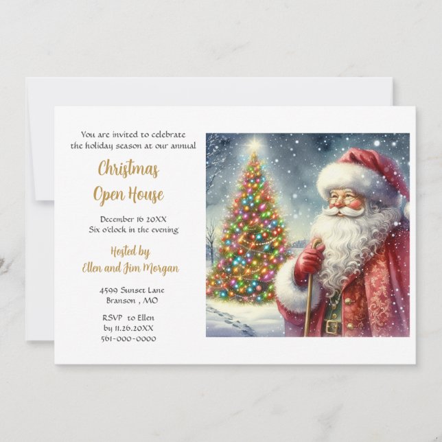 Vintage Christmas Open House Holiday  Invitation (Front)