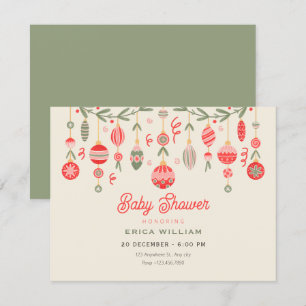 Vintage christmas ornament baby shower invitation