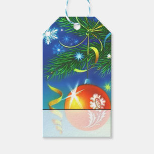 Vintage Christmas Ornament Ball on Tree Gift Tags