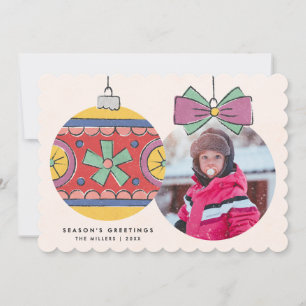 Vintage Christmas Ornament Greeting Card - Yellow