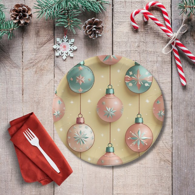 Vintage Christmas Ornaments Holiday Paper Plate (Creator Uploaded)