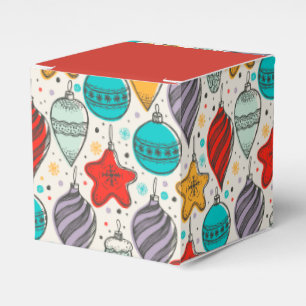 Vintage Christmas Ornaments Holiday Square Favour Box