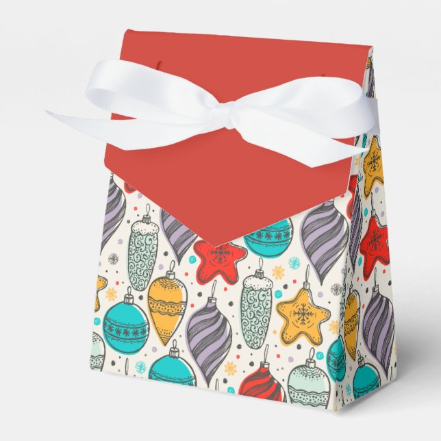 Vintage Christmas Ornaments Holiday Tent Favour Box (Front Side)