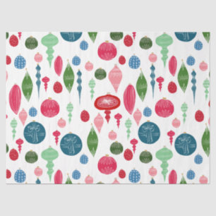 Vintage Christmas Ornaments Multi on White Tissue Paper