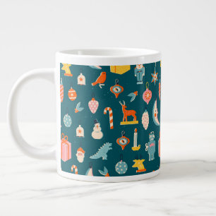 Vintage Christmas Ornaments Pattern Large Coffee Mug
