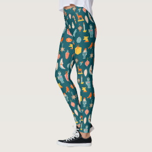 Vintage Christmas Ornaments Pattern Leggings