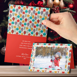 Vintage Christmas Ornaments Photo Folded Holiday Card