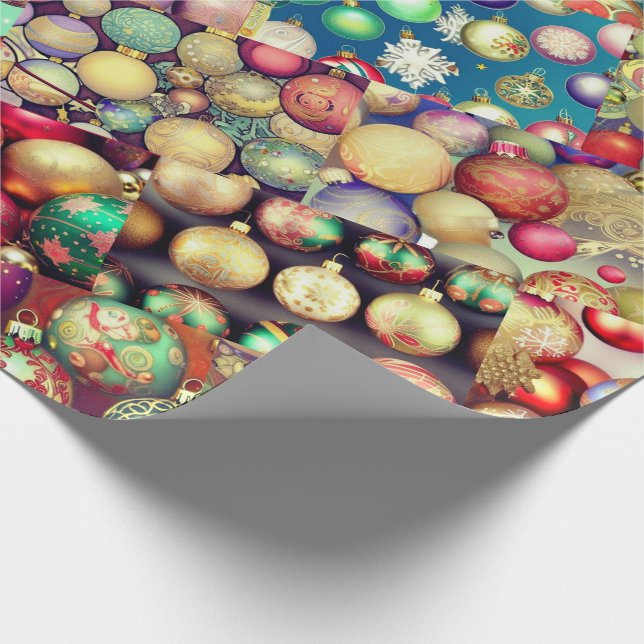 Vintage Christmas Ornaments Sampler Wrapping Paper (Corner)
