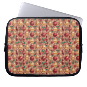 Vintage Christmas Ornaments Seamless Pattern Laptop Sleeve