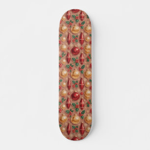 Vintage Christmas Ornaments Seamless Pattern Skateboard