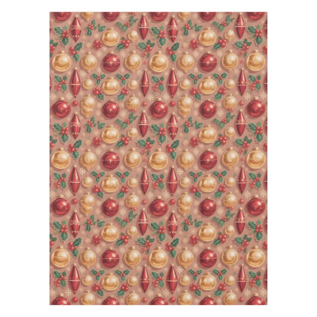 Vintage Christmas Ornaments Seamless Pattern Tablecloth (Front)