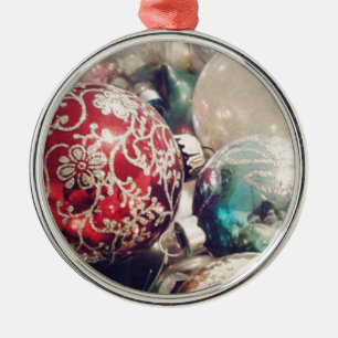 Vintage Christmas ornaments still life