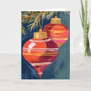 Vintage Christmas Ornaments Watercolor Card