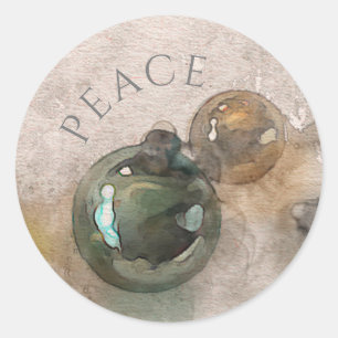 Vintage Christmas Ornaments Watercolor Classic Rou Round Sticker