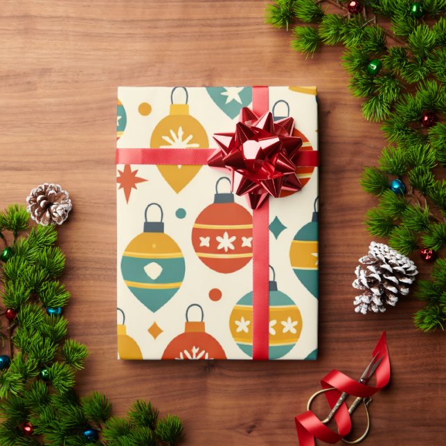 Vintage Christmas Ornaments  Wrapping Paper (Holiday Gift)
