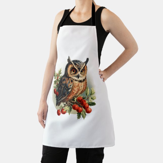 Vintage Christmas Owl Apron (Insitu)