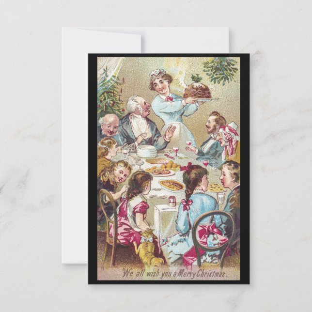 Vintage Christmas Painting Holiday Dinner Invitation (Front)