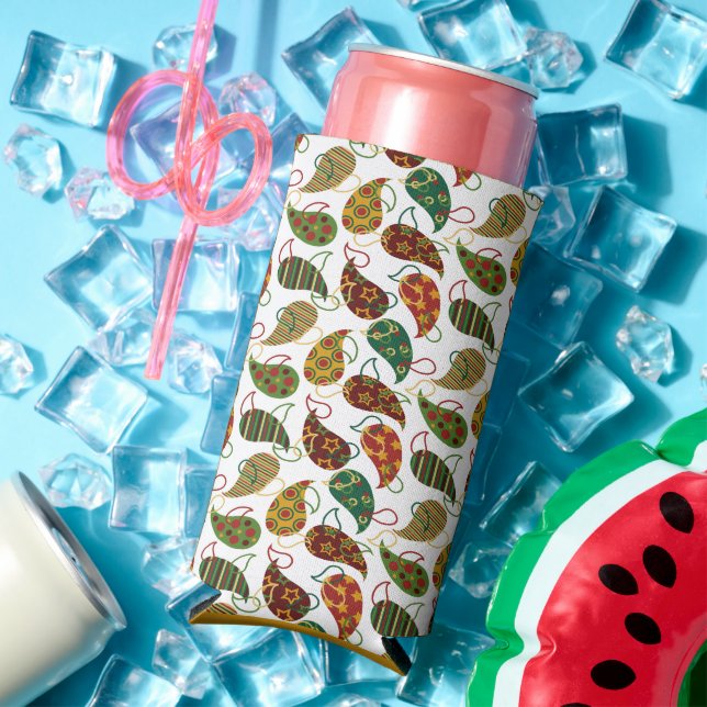 Vintage Christmas Paisley Seltzer Can Cooler (In Situ Summer)
