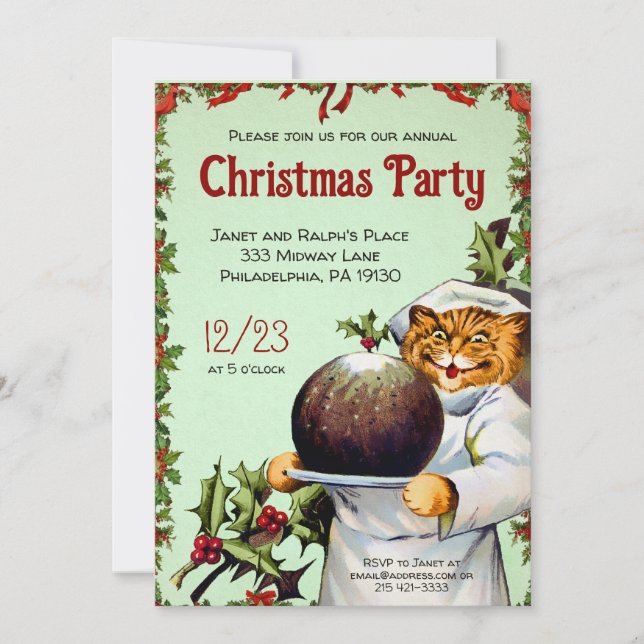 Vintage Christmas Party Customisable Invitation (Front)