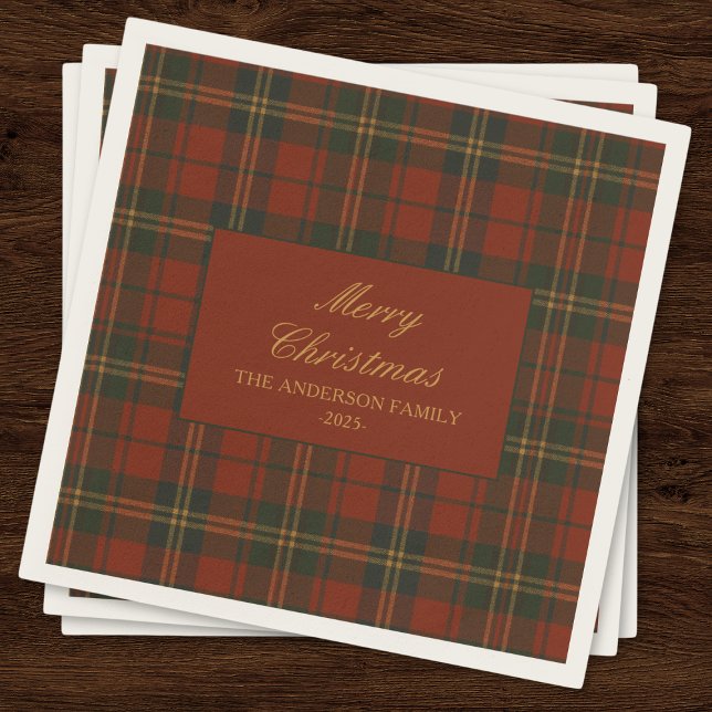 Vintage Christmas Party Plaid Classic Timeless Napkin (Creator Uploaded)