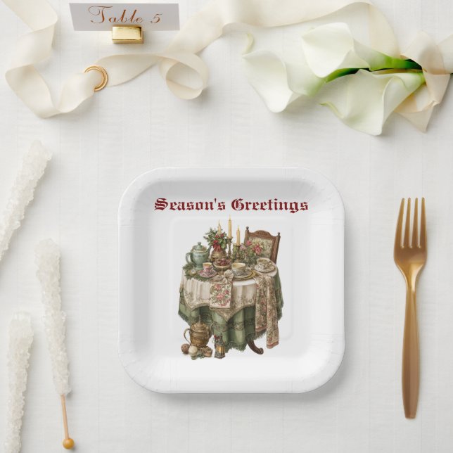 Vintage Christmas Party Tableware Collection Paper Plate (Wedding)