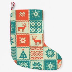 Vintage Christmas patchwork seamless pattern. Trad Small Christmas Stocking