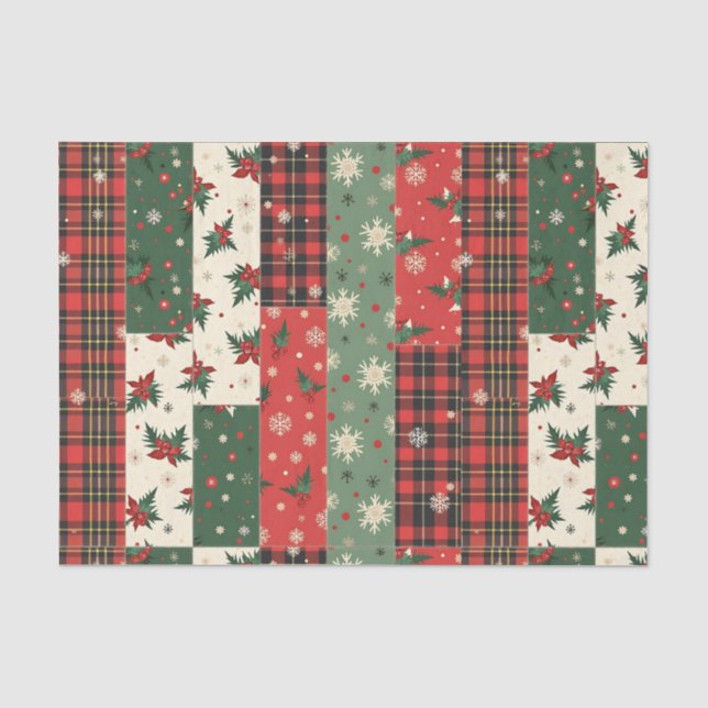 Vintage Christmas Patchwork Tissue Paper (Front)