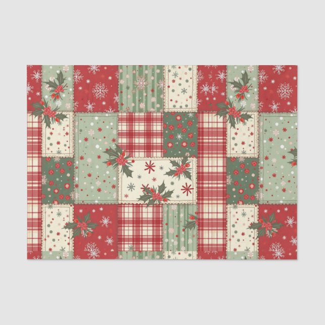 Vintage Christmas Patchwork Tissue Paper (Front)