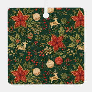 Vintage Christmas Pattern - Aluminum Ornament