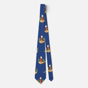 Vintage Christmas Pattern, Candles and Holly Tie