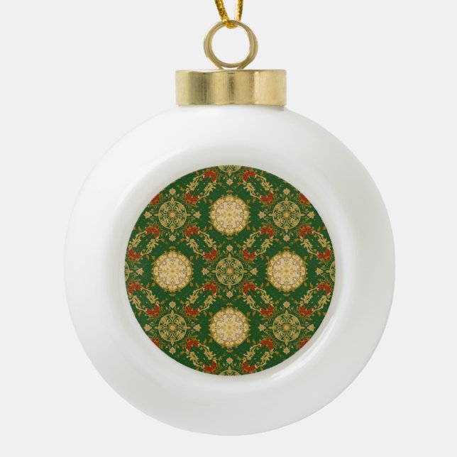 Vintage Christmas Pattern - Ceramic Ball Ornament (Front)