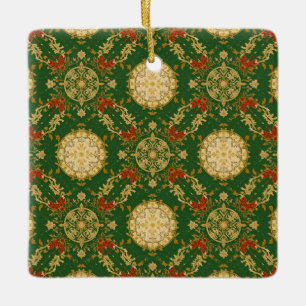 Vintage Christmas Pattern - Ceramic Ornament