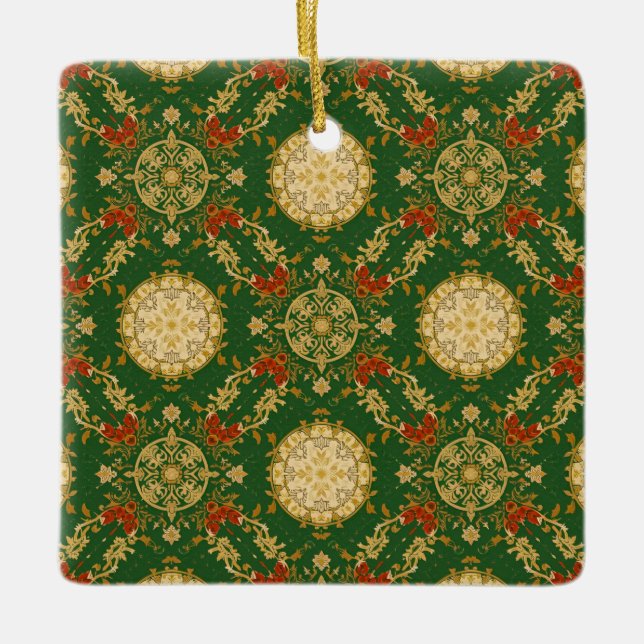 Vintage Christmas Pattern - Ceramic Ornament (Front)