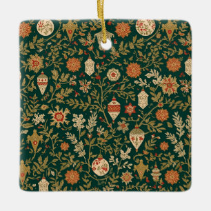 Vintage Christmas Pattern - Ceramic Ornament