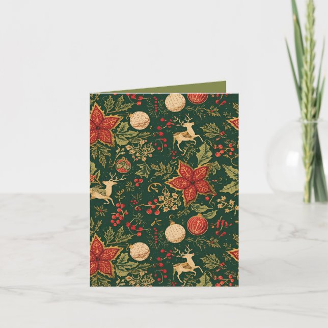 Vintage Christmas Pattern - Folded Holiday Card (Front)