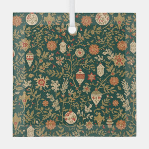 Vintage Christmas Pattern - Glass Ornament
